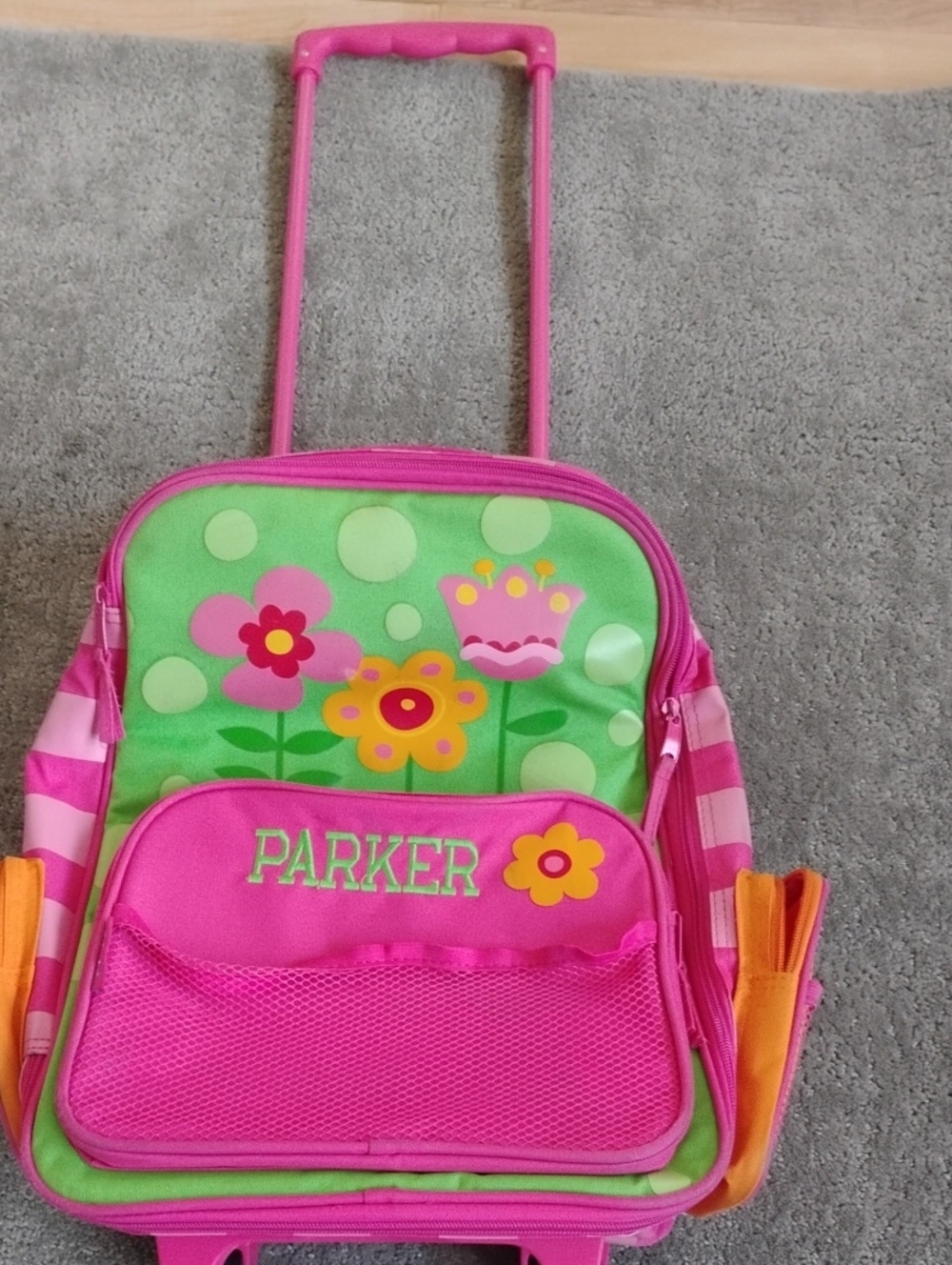 Stephen Joseph Green Floral Rolling Backpack - Personalized Parker
